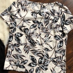 J. Crew Factory Short Sleeve Leaf Print Tee in Cream, Black, Gray